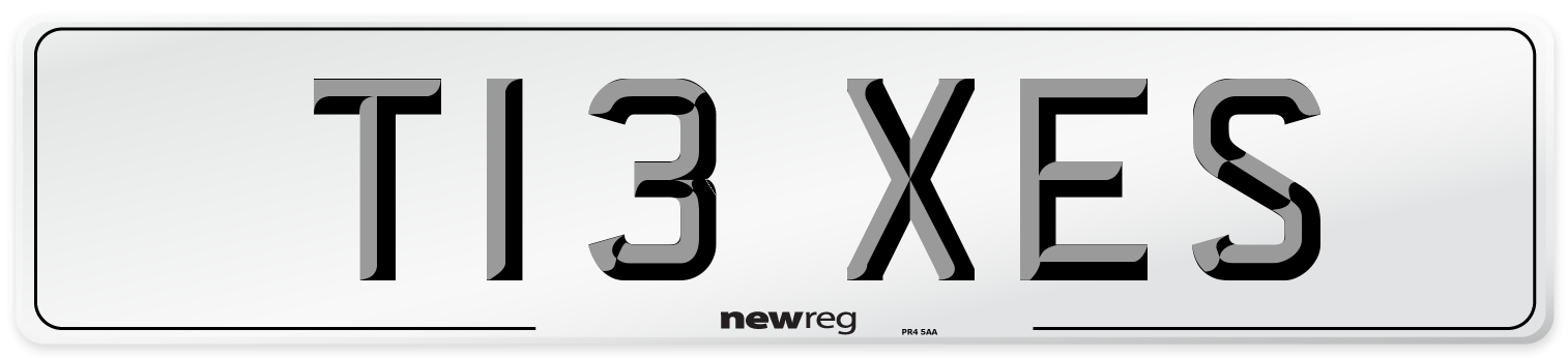 T13 XES Number Plate from New Reg